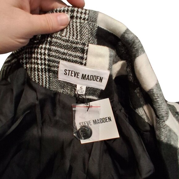 Steve Madden nwt Emily coat womens Small small flaw contrast plaid check - Picture 3 of 6